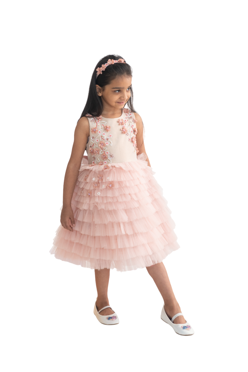 A Little Fable - Girl's Faye Princess Sleeveless Dress - Pink