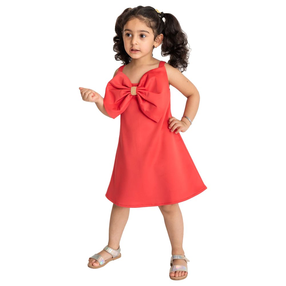 A Little Fable - Belle Bow Dress - Red