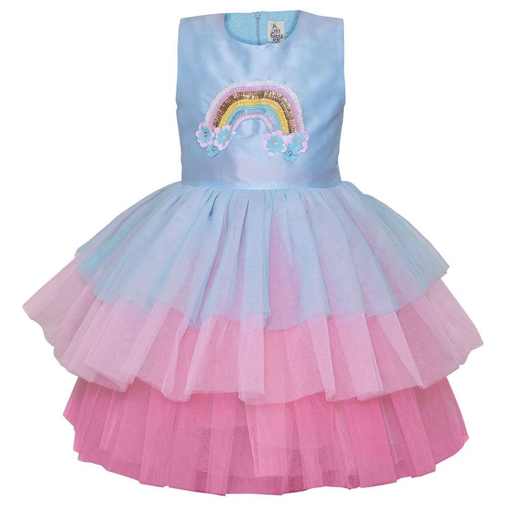 A Little Fable - Rainbow Glitter Dress - Blue