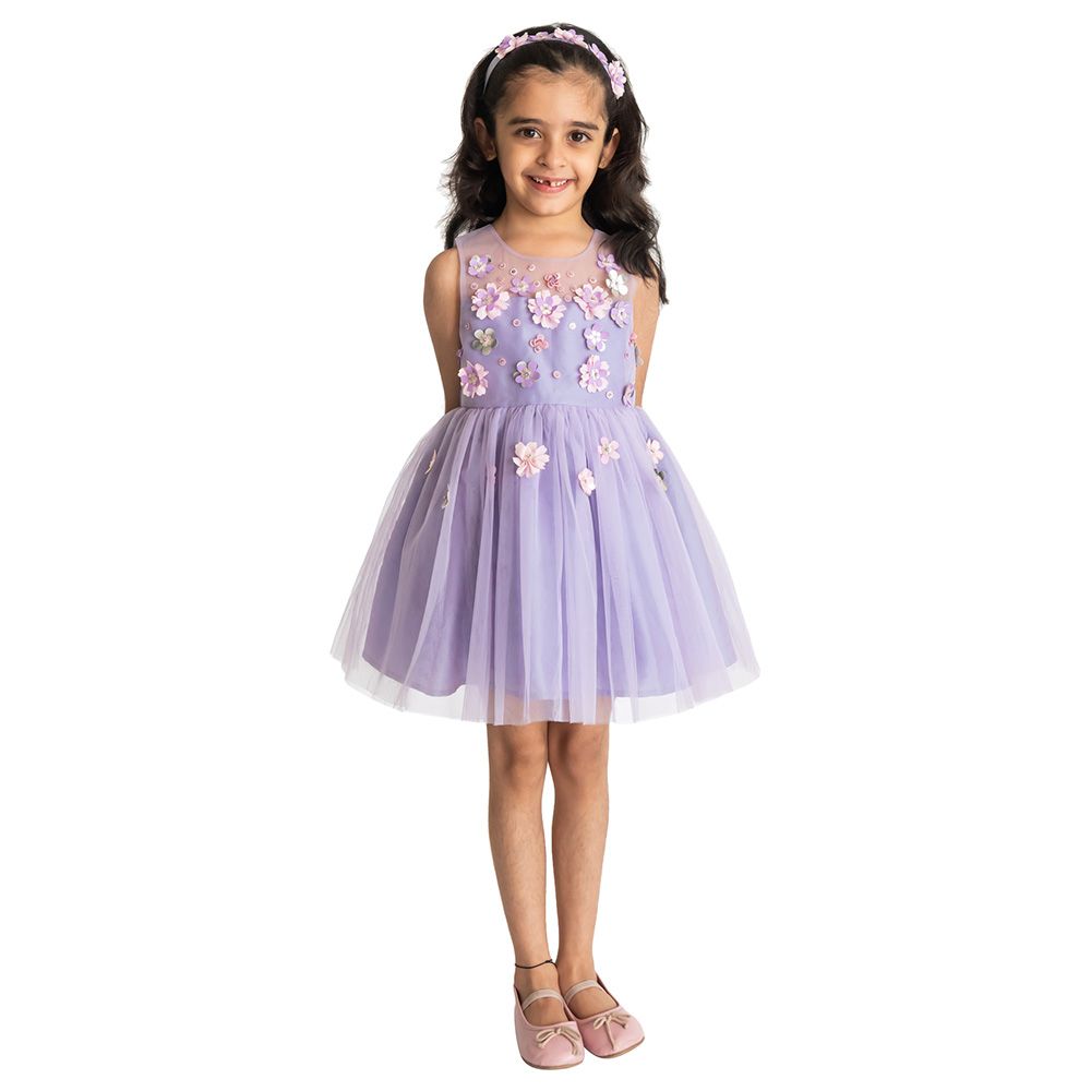 A Little Fable - 3D Flower Dress - Lavender