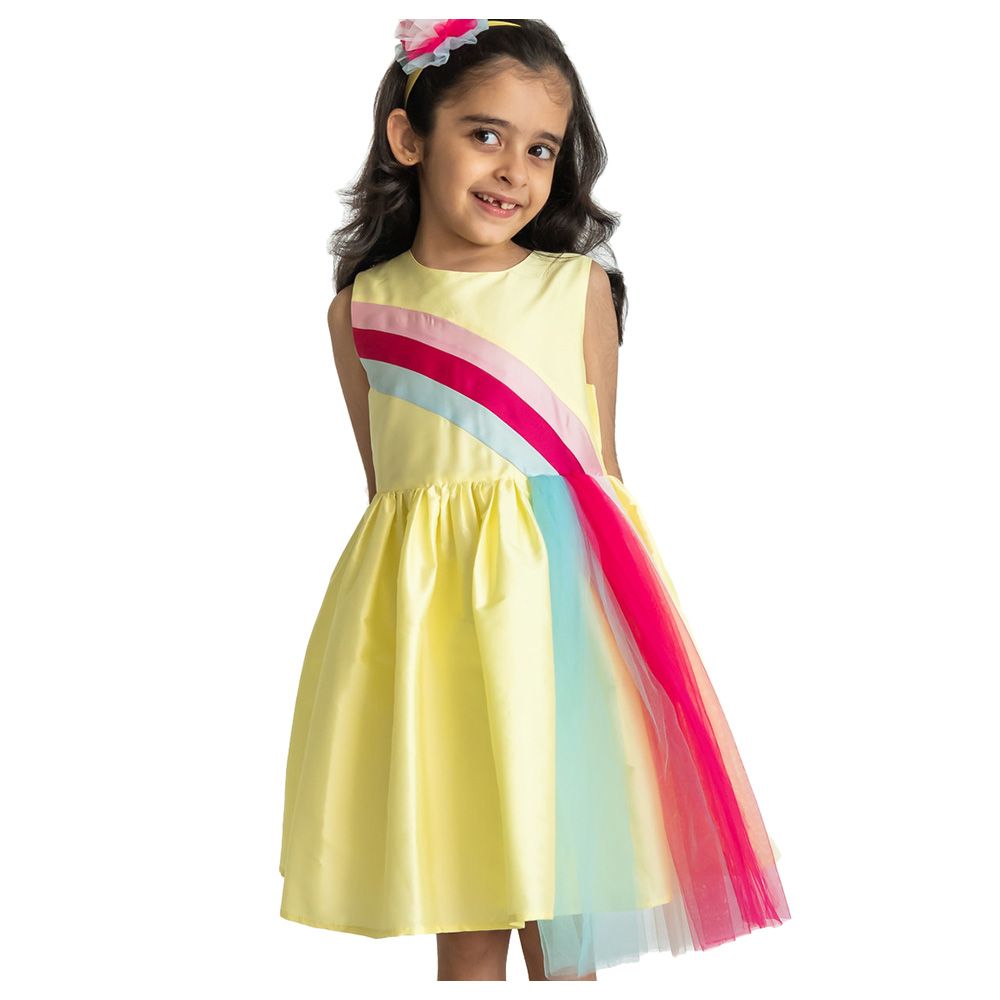 A Little Fable - Rainbow Fun Dress - Yellow