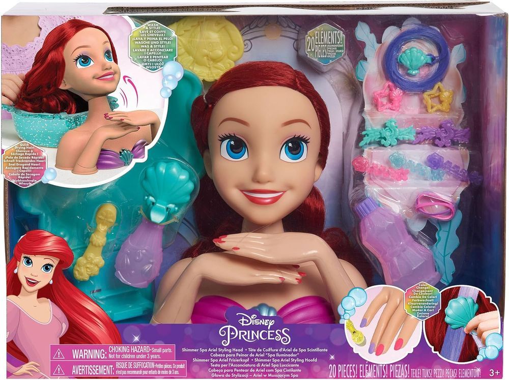 Disney - Princess Shimmer Spa Styling Head Playset - Ariel - 20 Pcs