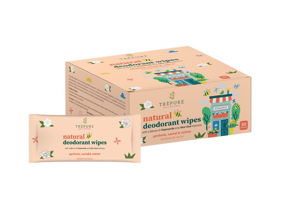 TREPURE - Deodorant Wipes Gardenia & Santal & Vetiver - Pack of 1 - 30 Pcs