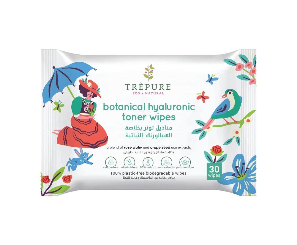 TREPURE - Botanical Hyaluronic Toner Wipes - Pack of 1 - 30 Pcs