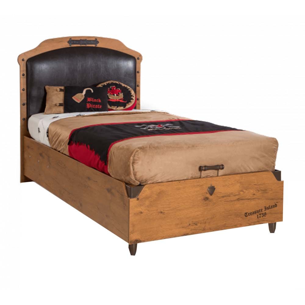 Cilek - Pirate Leather Head Bed With Base - Brown - 100x200 cm