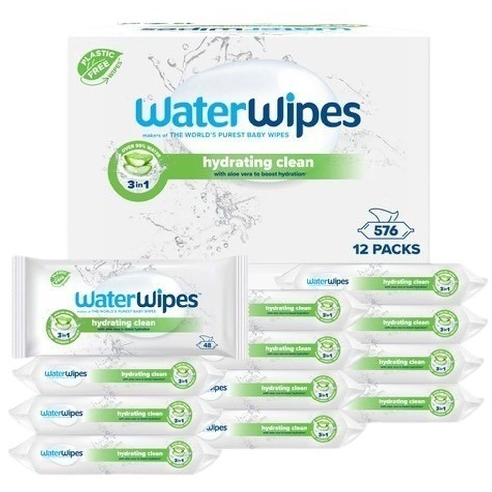 WaterWipes - Hydrating Clean Wipes - Pack of 12 - 576 Wipes