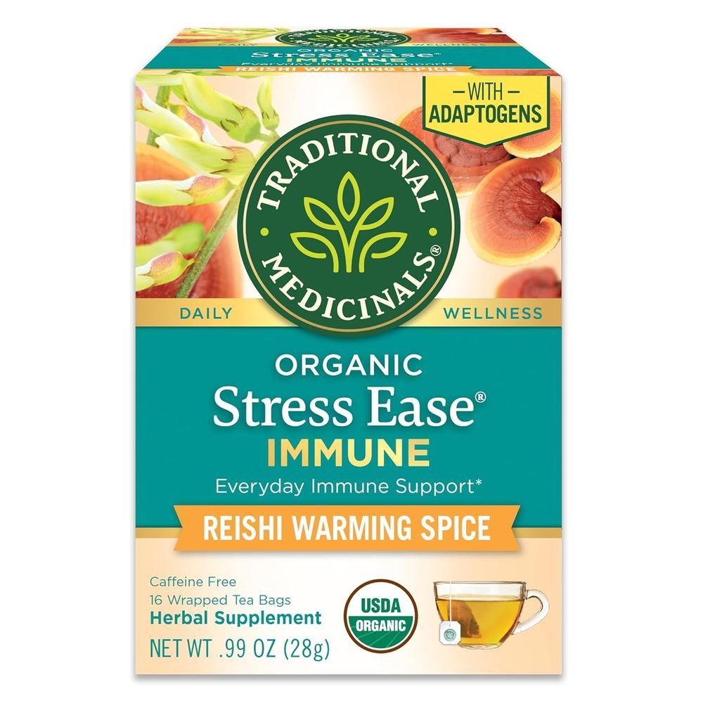 Traditional Medicinals - Organic Stress Ease Immune Reishi Tea - 16 Teabags