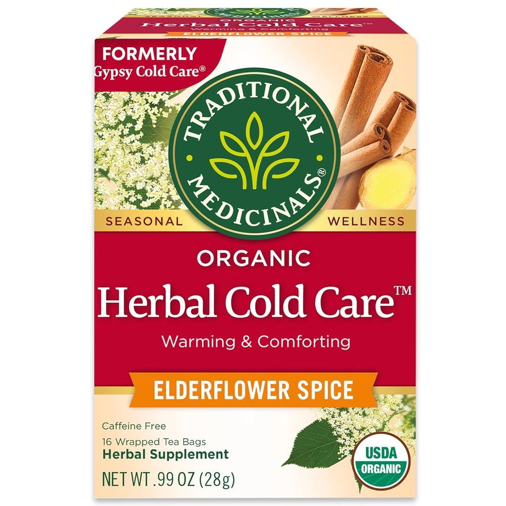 Traditional Medicinals - Organic Herbal Cold Care Elderflower Spice Tea - 16 Teabags