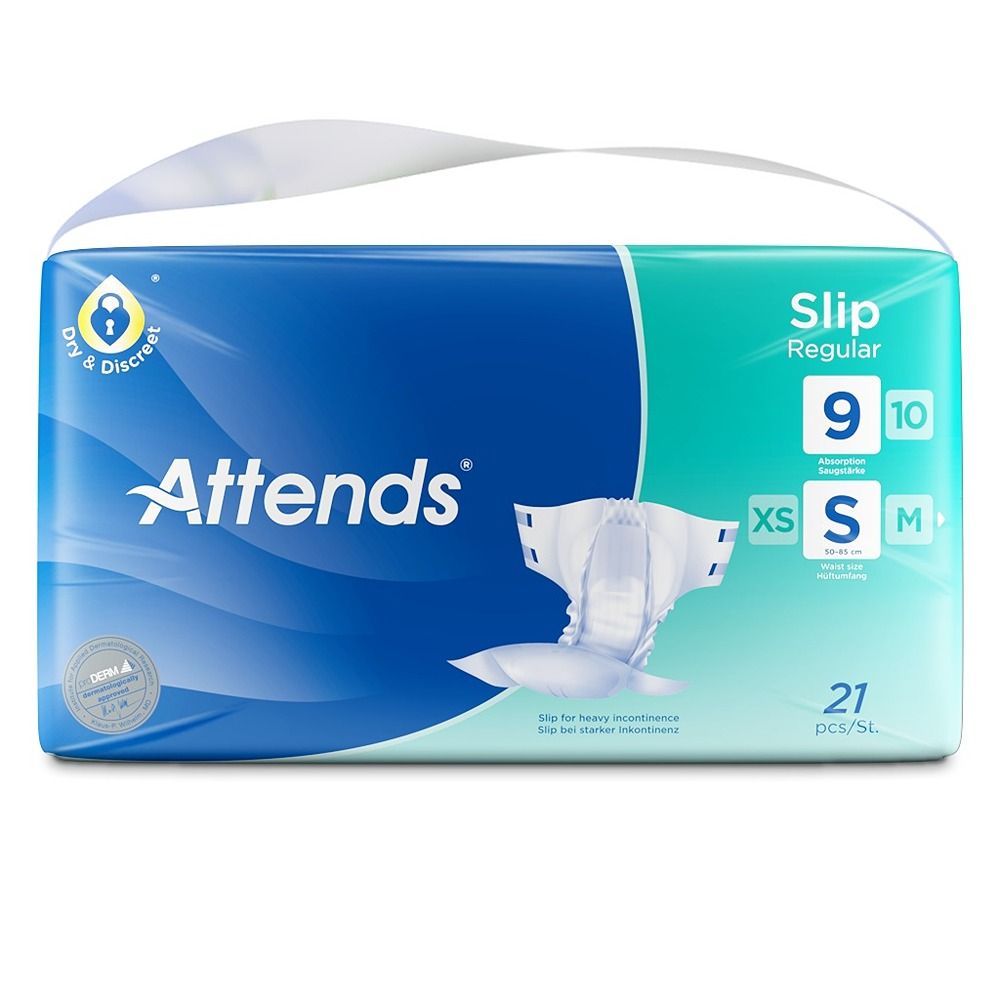 Attends - Slip Regular 9 Incontinence Adult Diapers - Size S - 21 Pcs