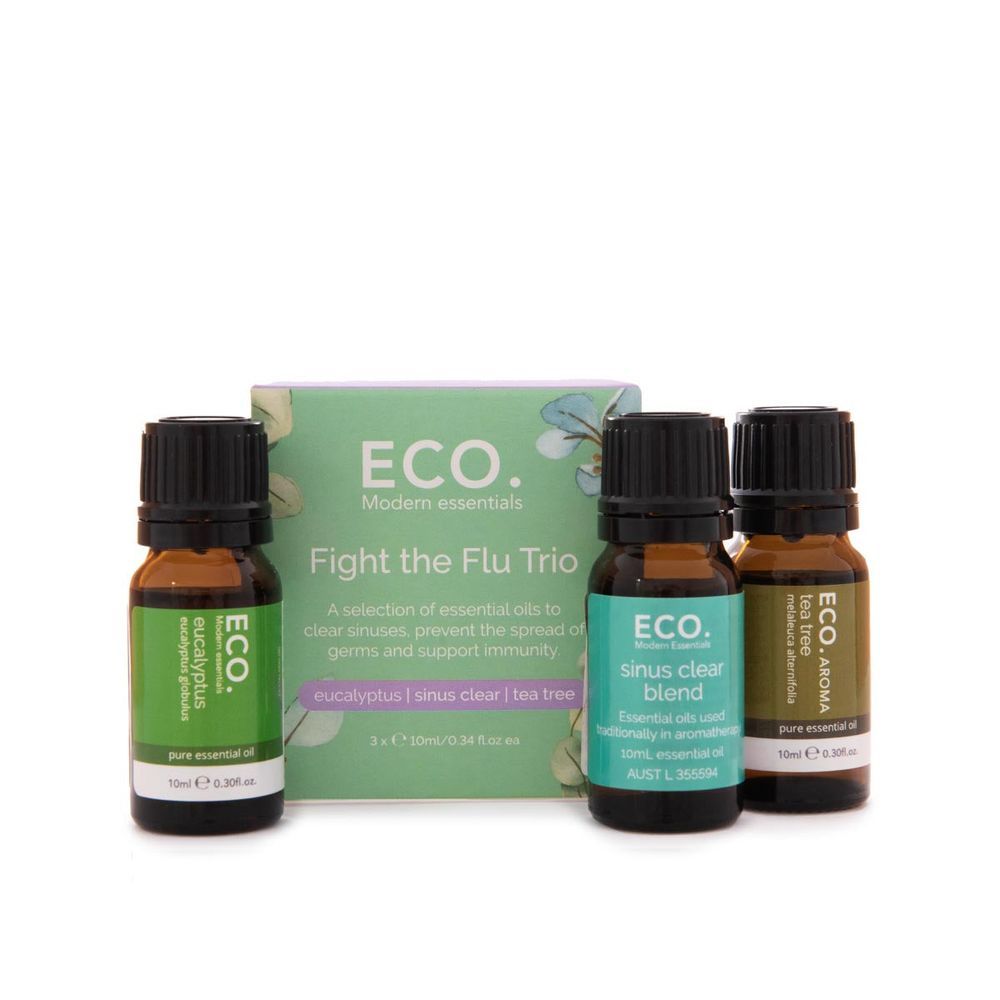 Eco - Fight The Flu Pure Essential Oil - Eucalyptus, Sinus Clear And Tea Tree - 10 ml - 3pcs