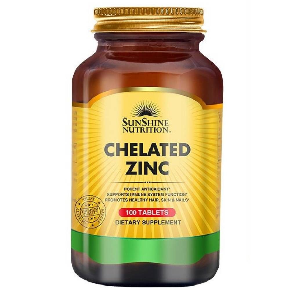 Sunshine Nutrition - Chelated Zinc Dietary Supplement Tablets - 100's