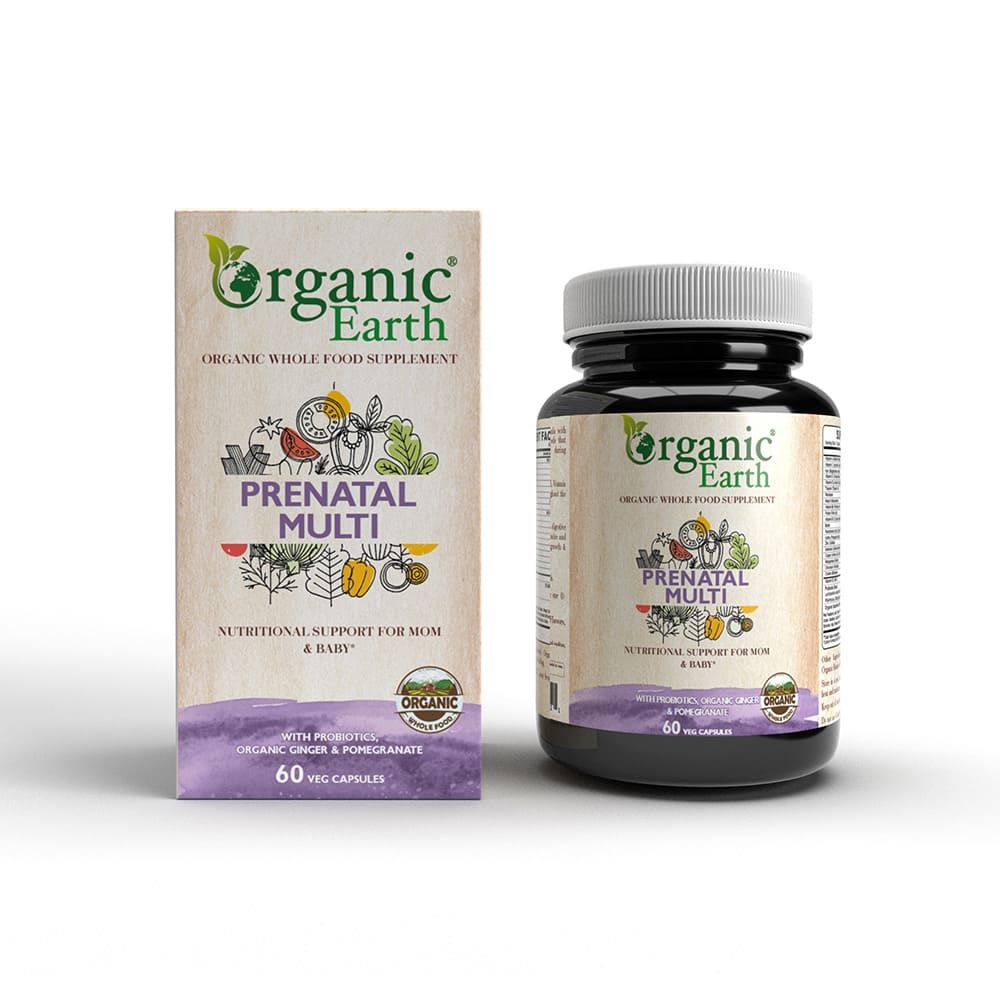 Organic Earth - Prenatal Multi Supports Optimal Nutrition Capsules - Ginger/Pomegranate - 60 pcs