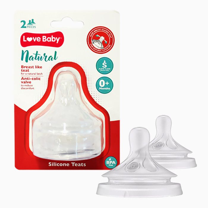 Love Baby - Natural Silicone Teats - Slow Flow - Pack of 2 - Clear