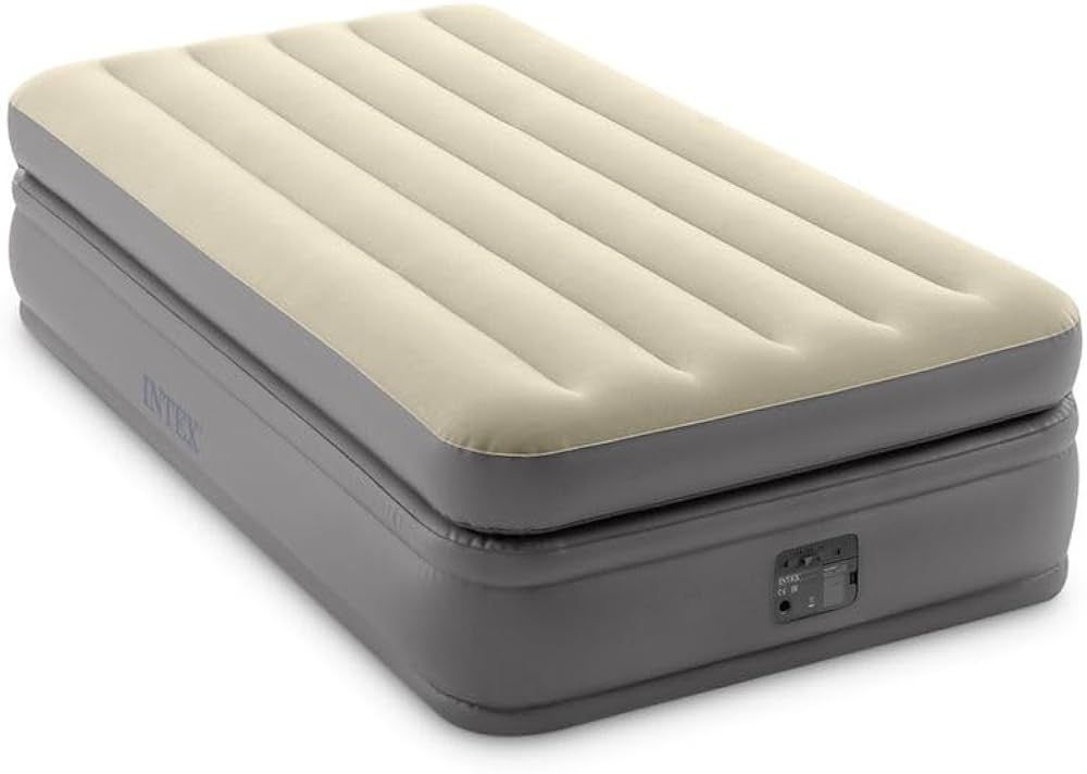 Intex - Twin Comfort Elevated Airbed With Fiber Tech - Cream