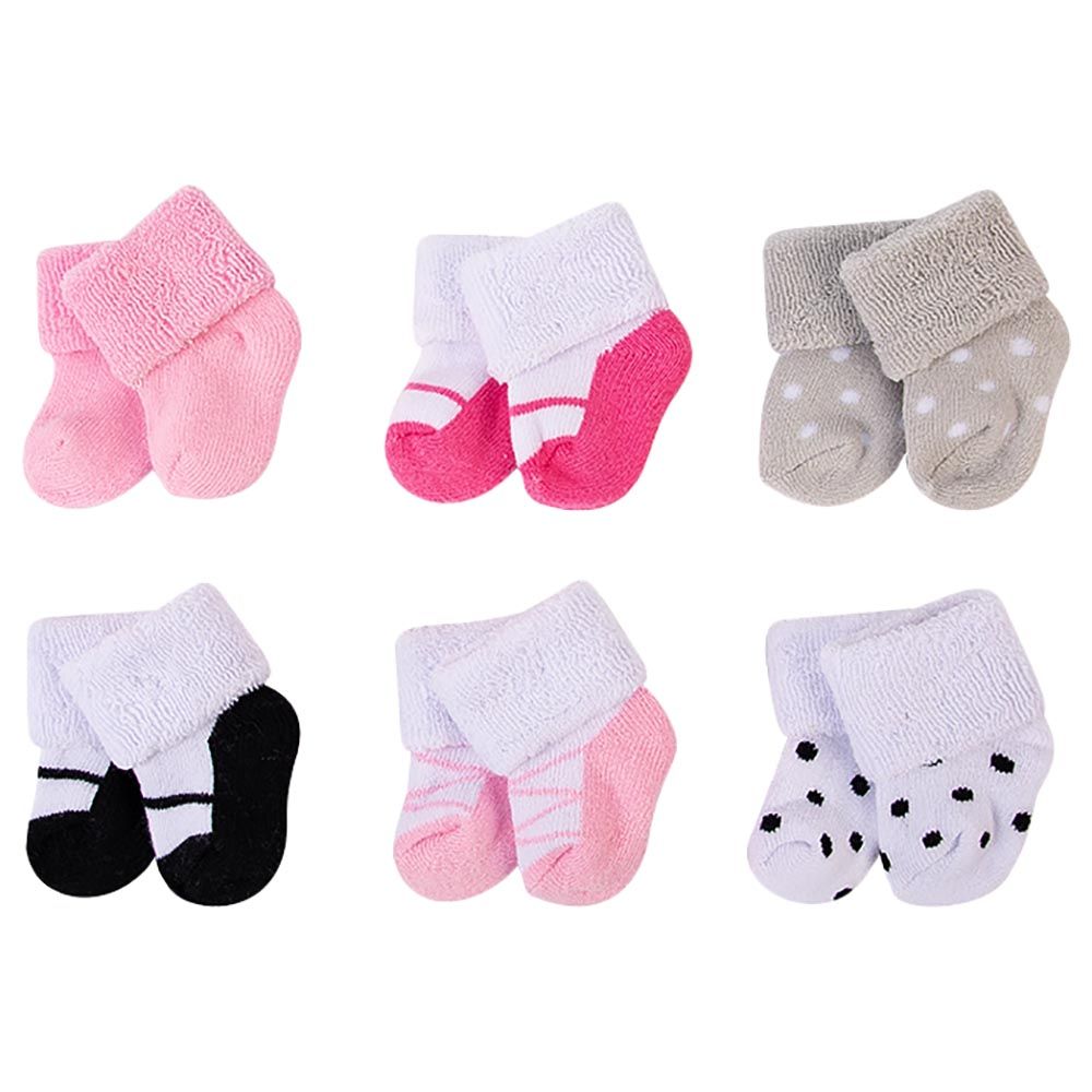 Hudson Childrenswear - 6pc-Set - Mary Jane Terry Socks - Pink