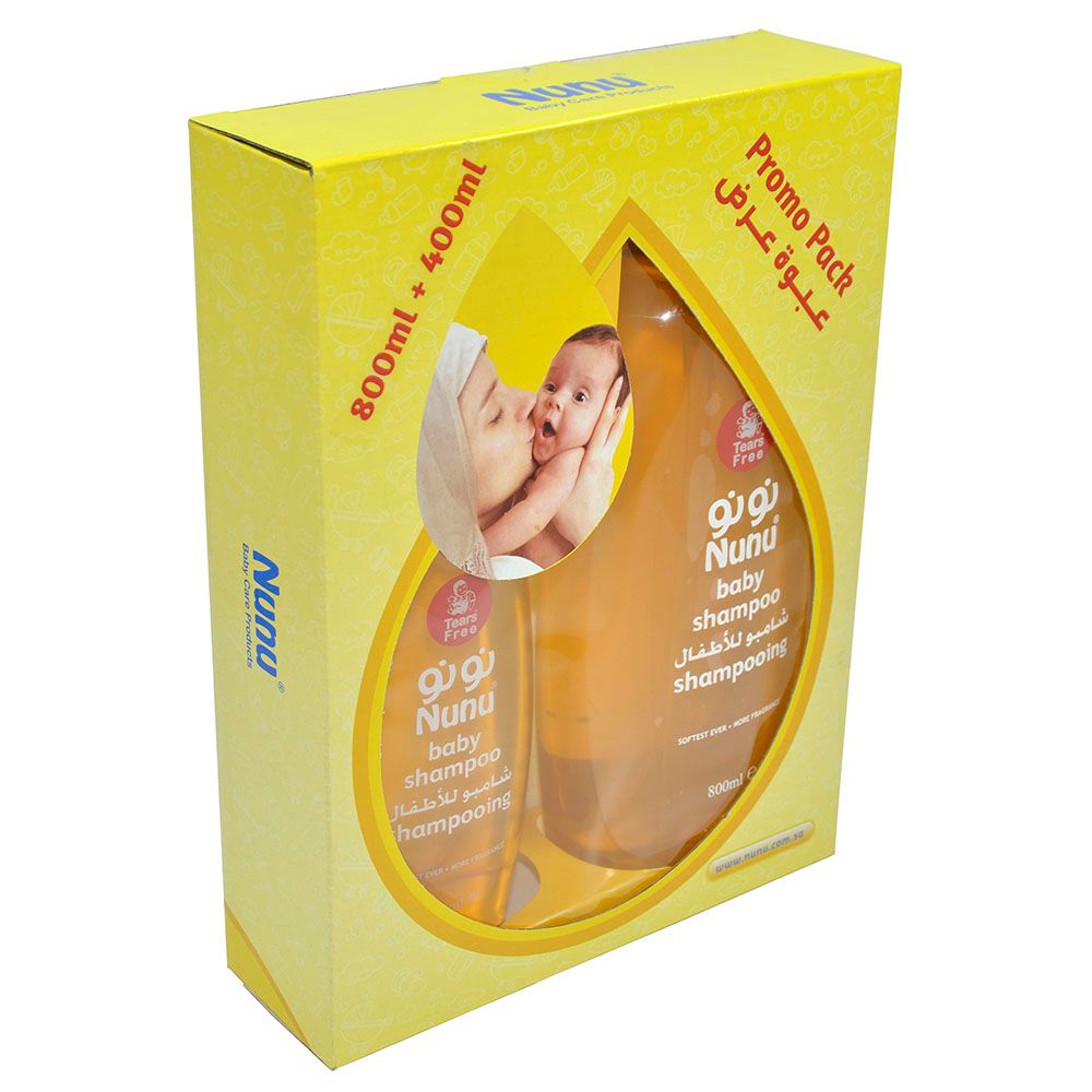 Nunu - Baby Shampoo Set - 800 ml And 400 ml - 2 Pcs