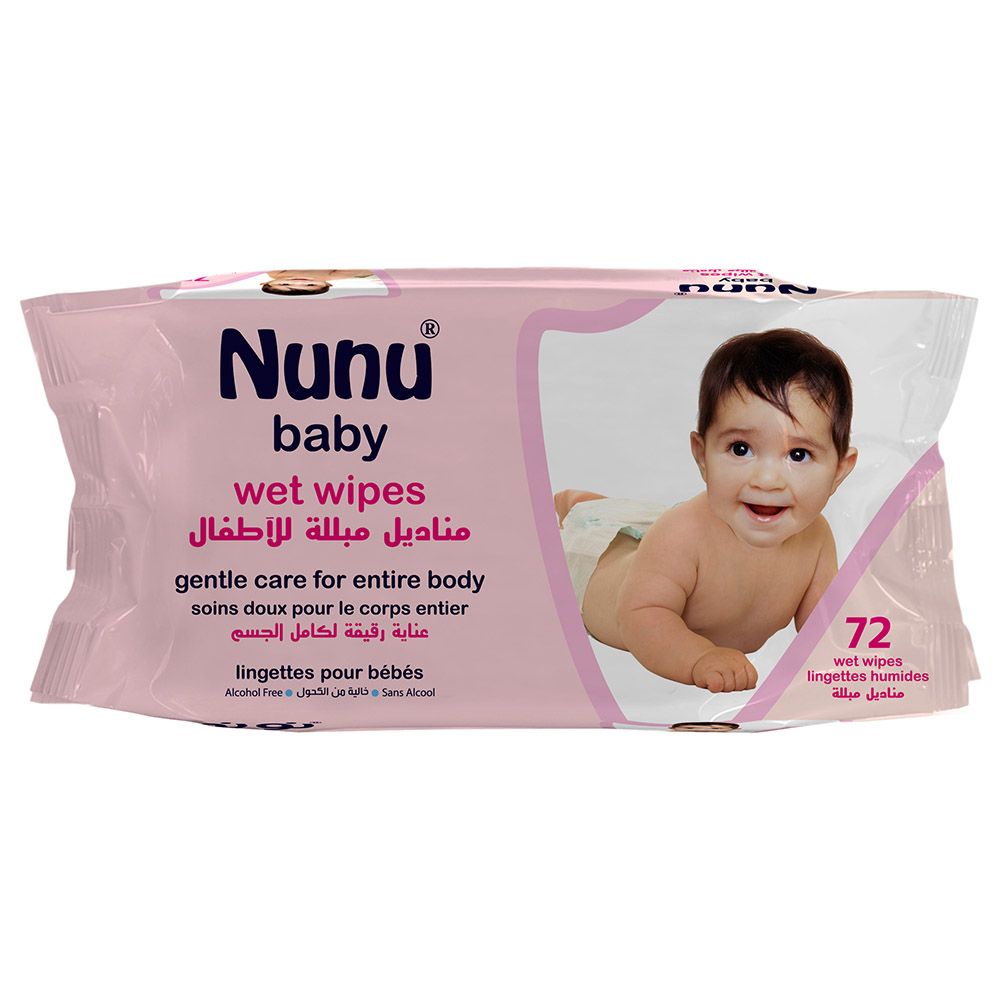 Nunu - Baby Wipes - Pink - 72 pcs