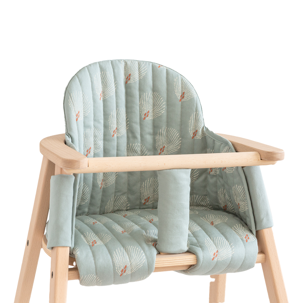 Nobodinoz - Growing Green High Chair Cushion Only - White Gatsby/Antique Green