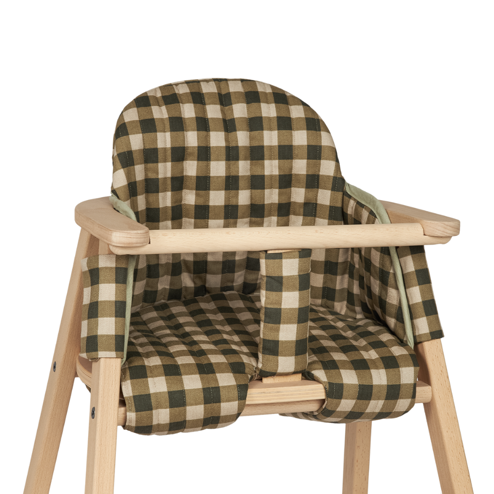 Nobodinoz - Growing Green High Chair Cushion Only - Green Checks