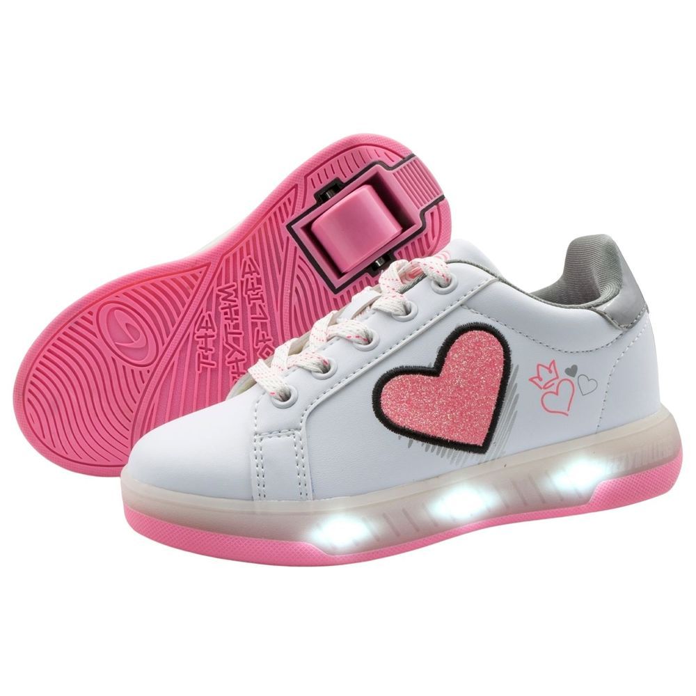 Breezy Rollers - Heart Design Shoes With Wheels For Kids - White