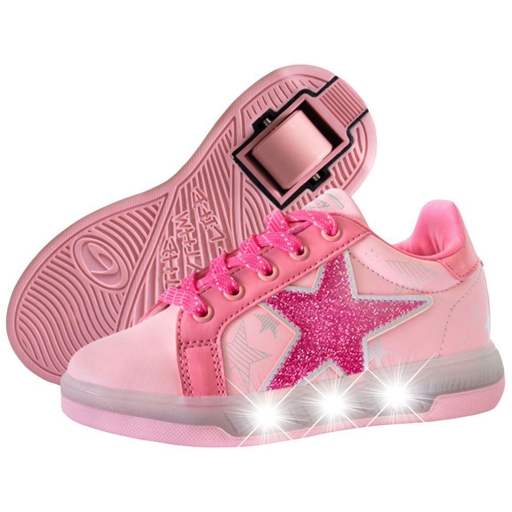 Breezy Rollers - Star Design Shoes With Wheels For Kids - Pink