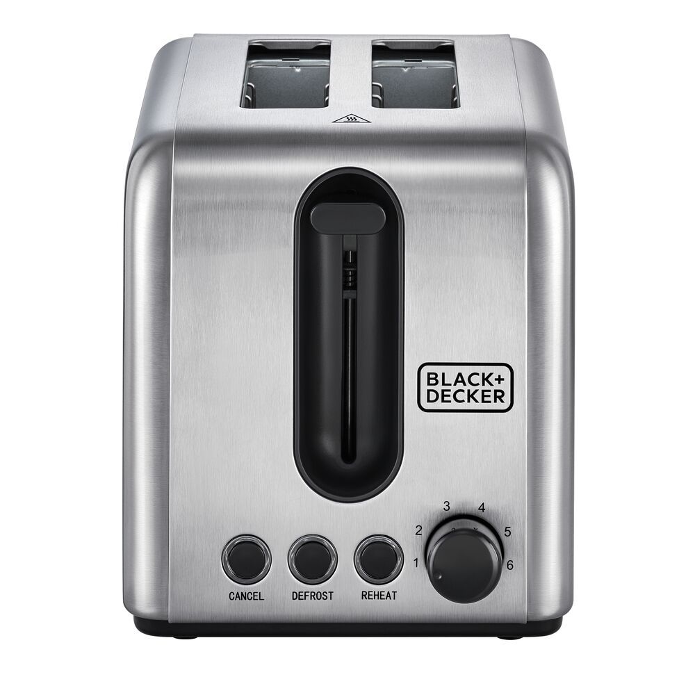 Black+Decker - 2 Slice Stainless Steel Toaster - Silver - 1050 W