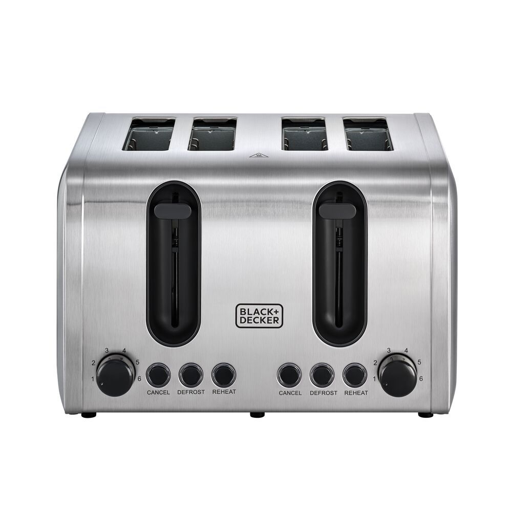 Black+Decker - 4 Slice Stainless Steel Toaster - Silver - 2100 W