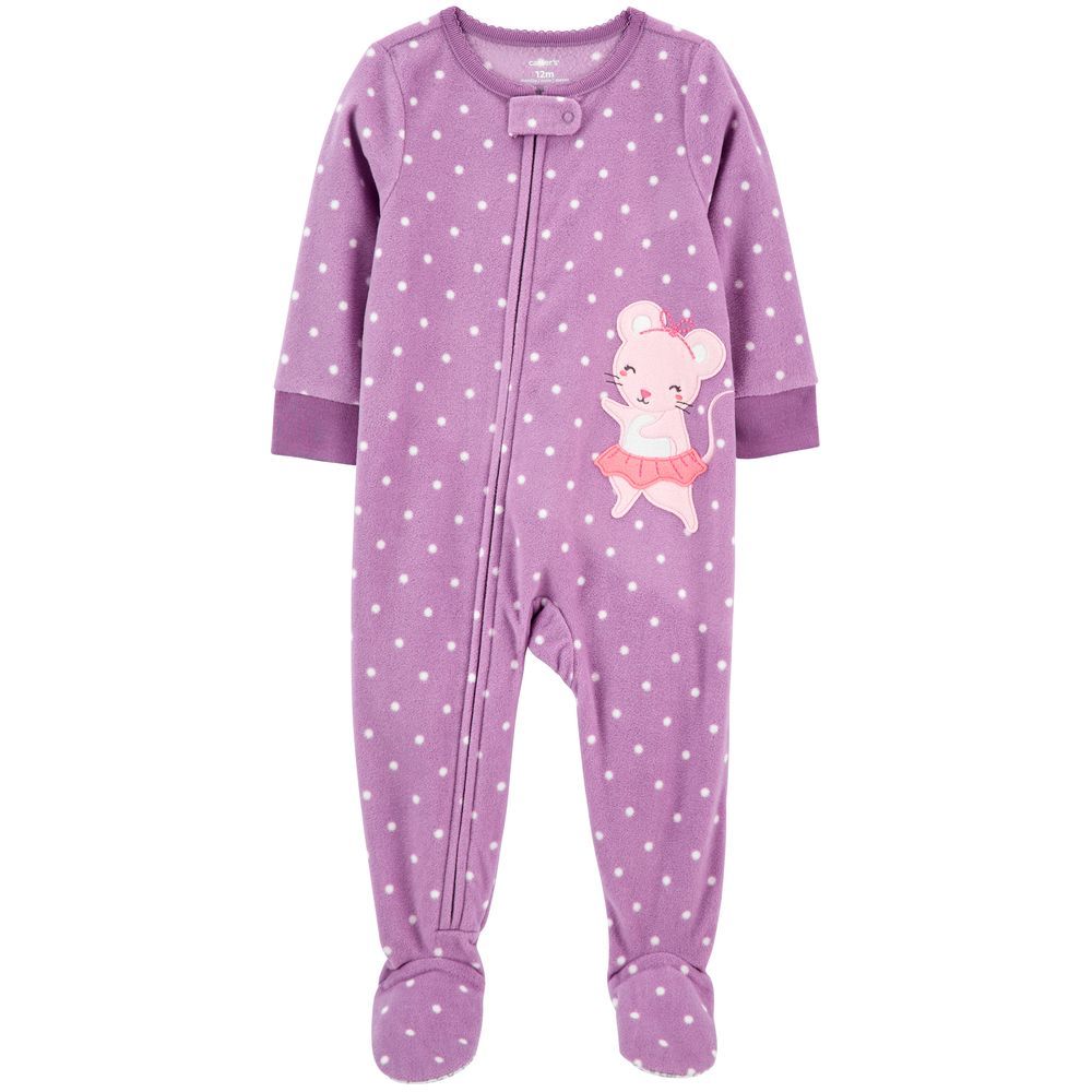 Carters - Mouse Fleece Footie Onesie - Purple