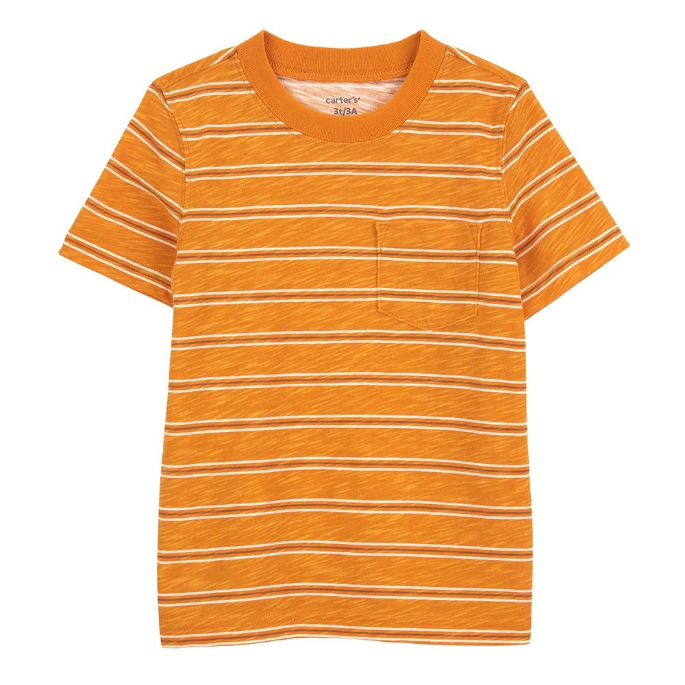 Carters - Boys Striped Pocket Tee - Orange