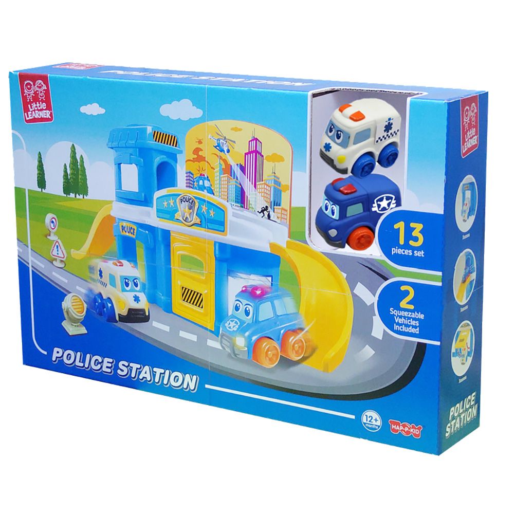 Happy Kids - Little Learner Police Station Vehicle Playset - 13pcs