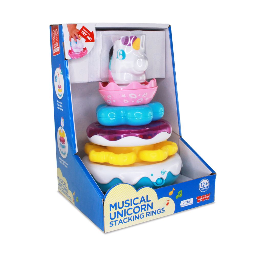 Happy Kids - Little Learner Musical Unicorn Stacking Rings Toy Set