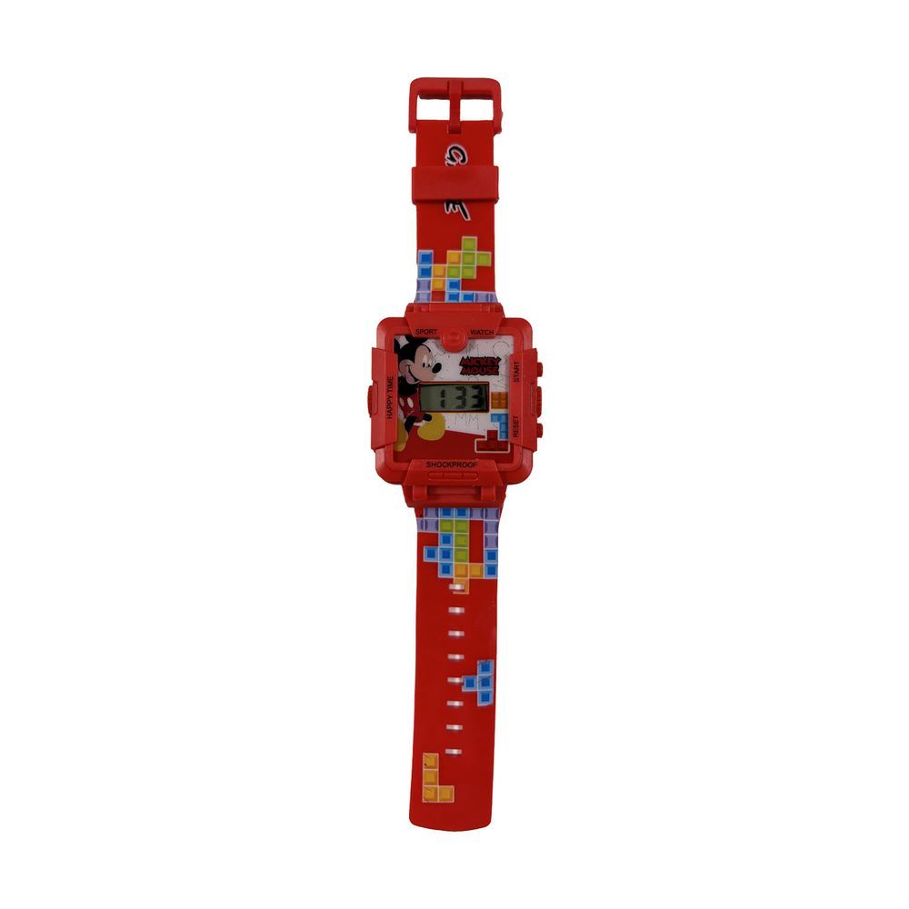 Disney - 2-In-1 Digital LED Watch And Gaming - Mickey Mouse - Red