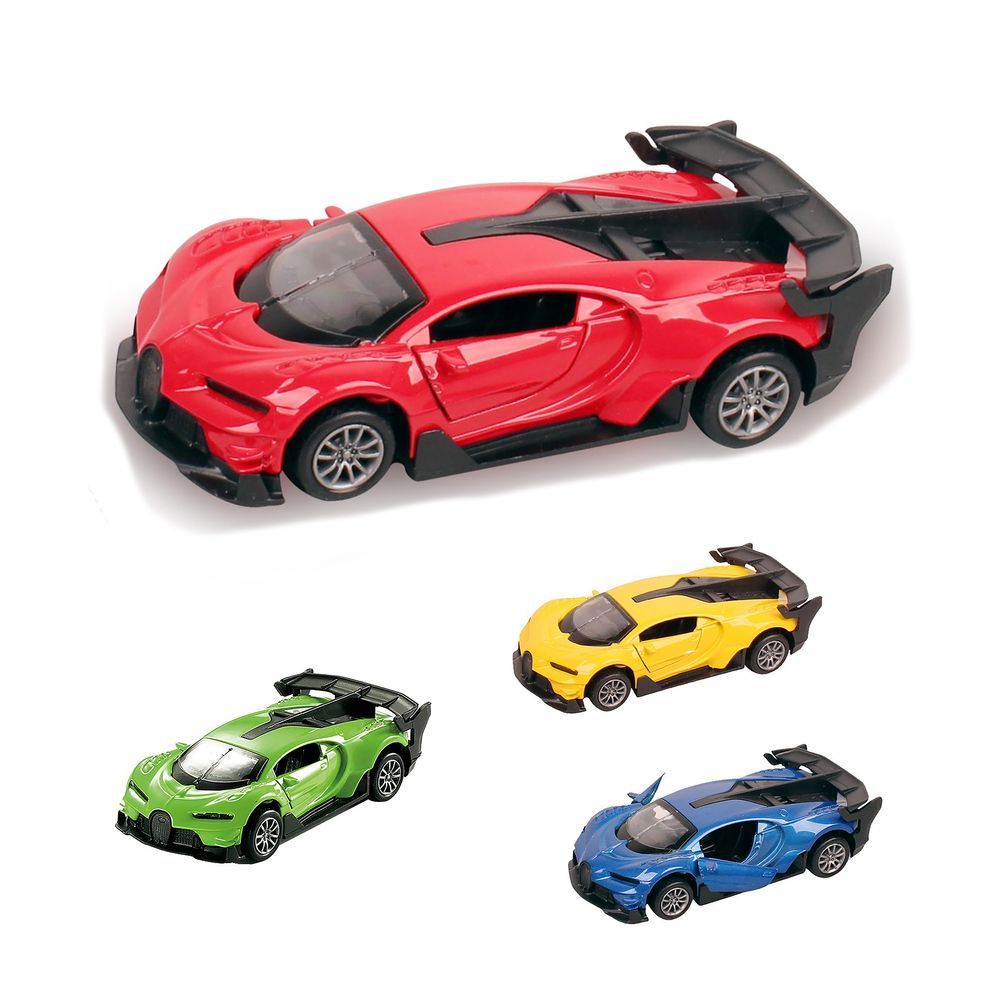 Galaxy Toys - 1/32 Bugatti Chiron Sports Pull Back Die-Cast Car - 10-15 cm - Color May Vary - 1 Pc