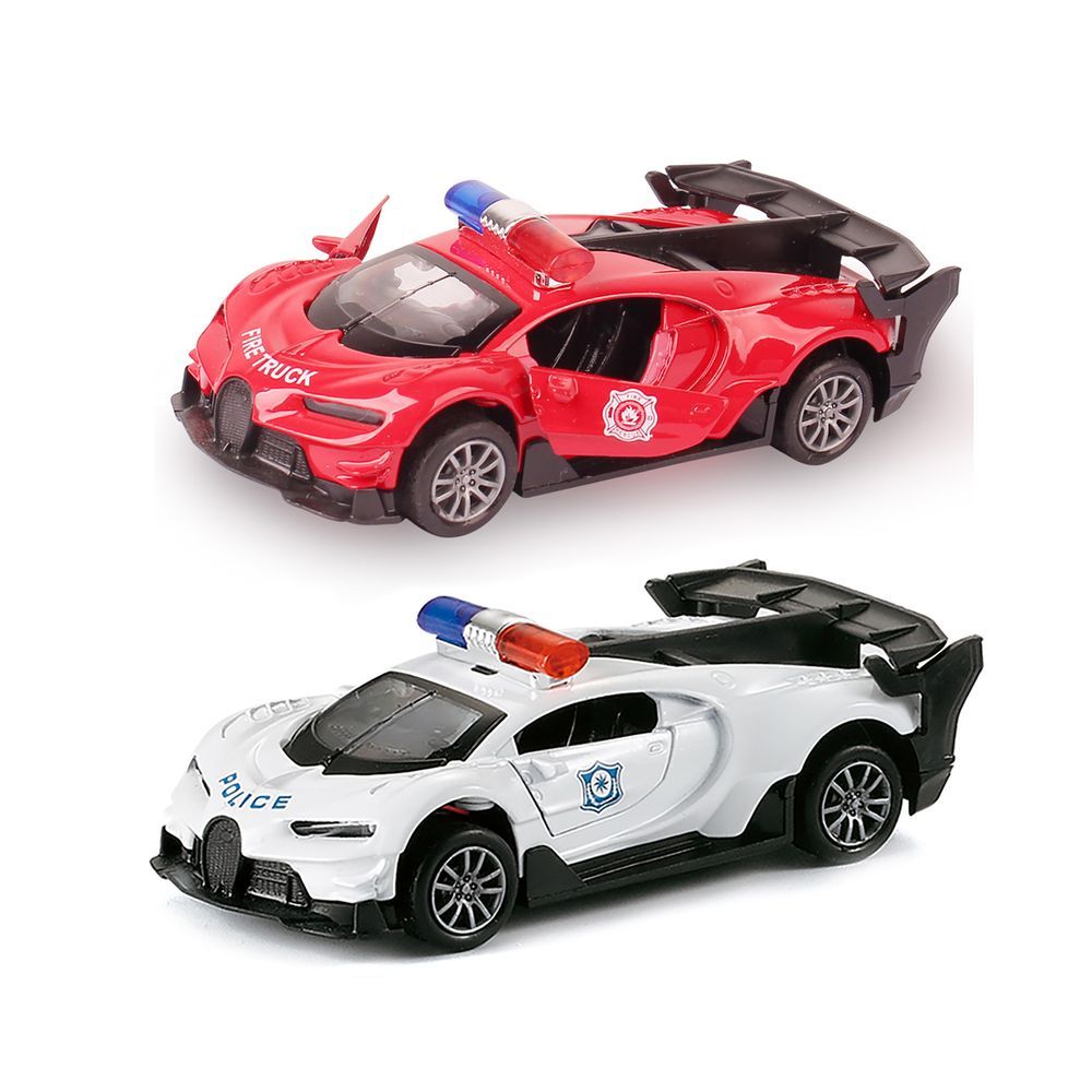 Galaxy Toys - 1/32 Bugatti Chiron Pull Back Die-Cast Police Car - 10-15 cm - Color May Vary - 1 Pc