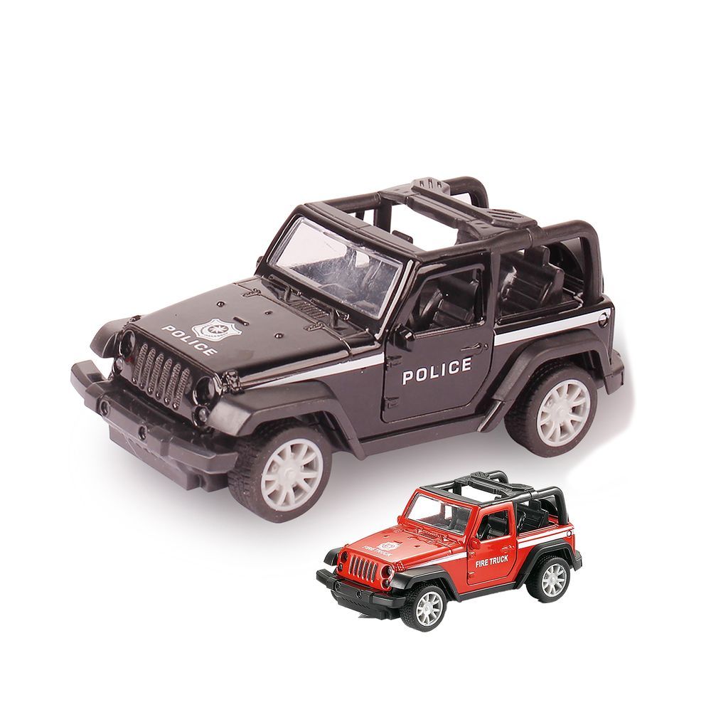 Galaxy Toys - 1/32 Die-Cast Pull Back Willys Police Jeep - 10-15 cm - Color May Vary - 1 Pc