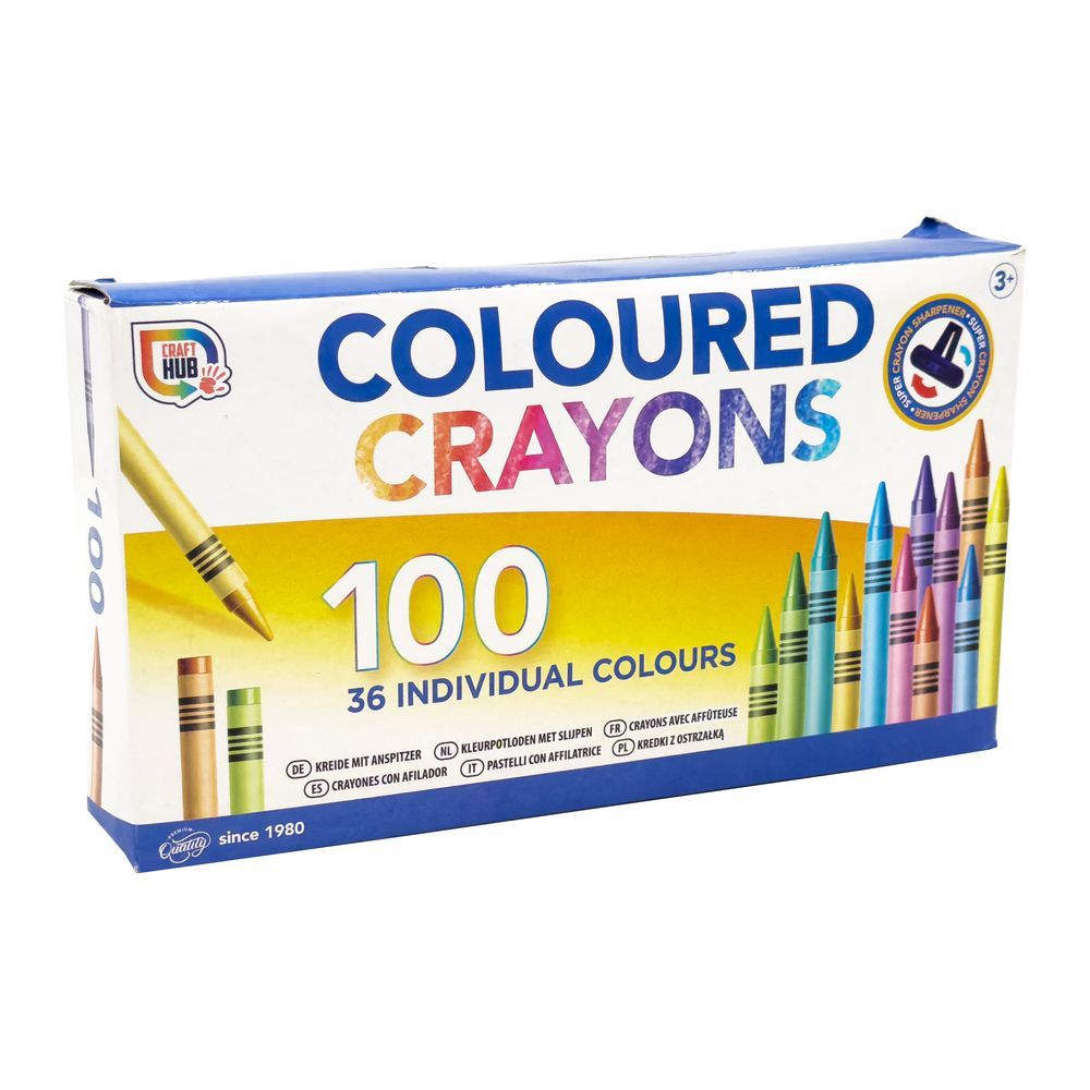 RMS - Coloured Crayons With Sharpener, 36 Colors - 100 Pcs