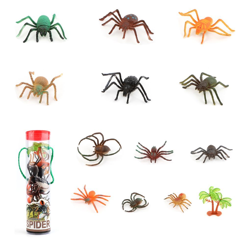 Galaxy Toys - Creepy Crawly Spider Figure And Palm Tree Set - 13 Pcs