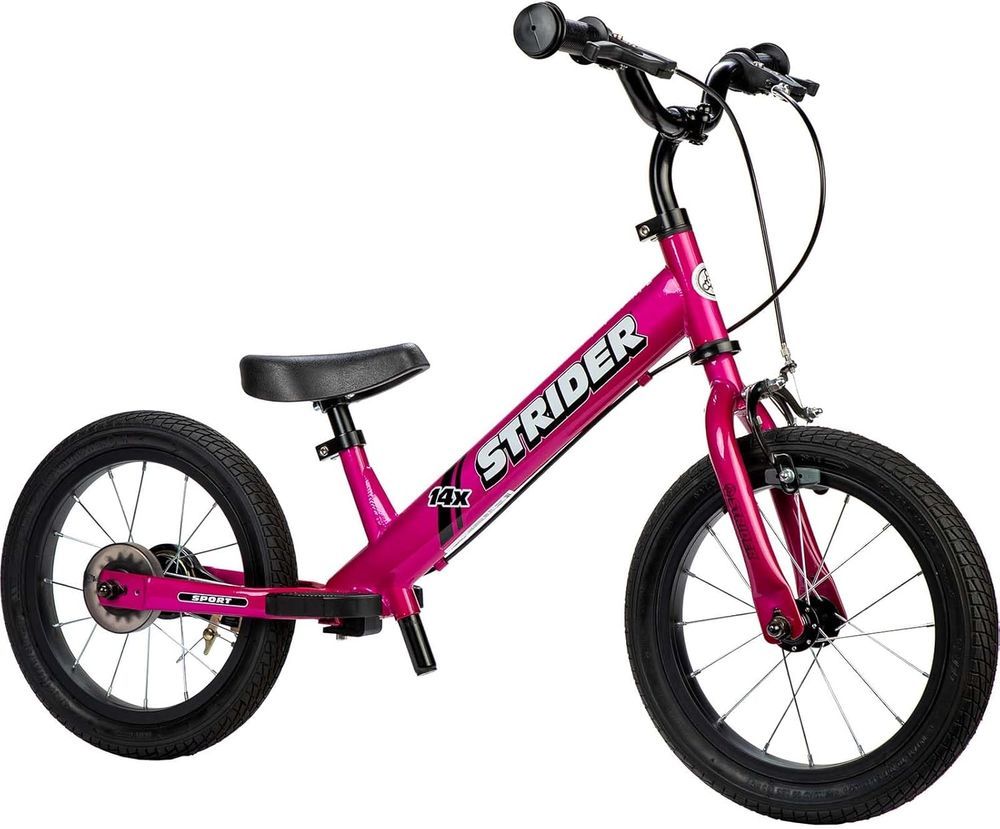 Strider - 14x Kids Balance Bike - No Pedal Training Bicycle - Pink