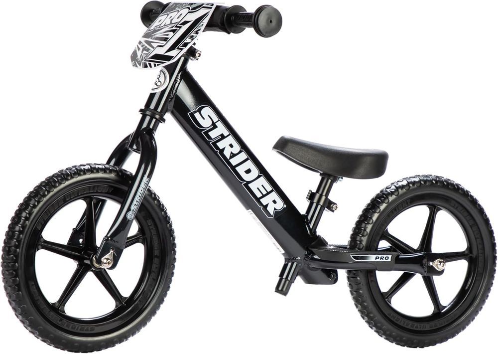 Strider - 12" Pro Balance Ultra Lightweight Fast Racing Children's Bike - Black