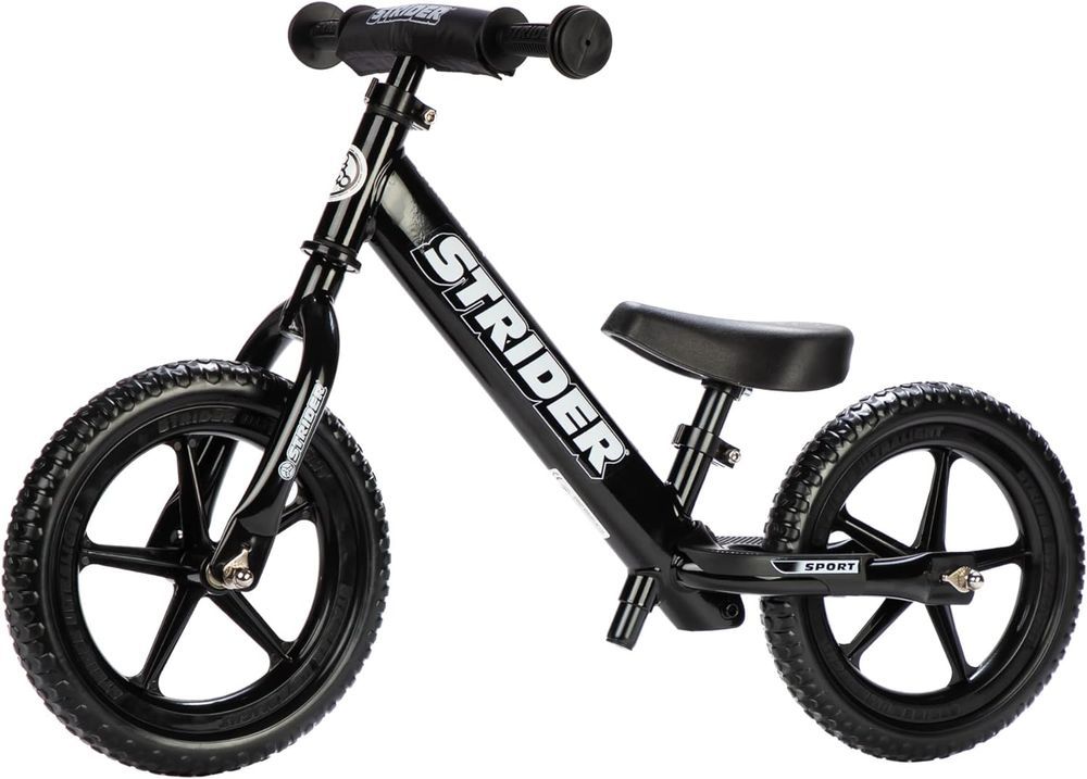 Strider - 12” Sport No Pedal Balance Bicycle - Black