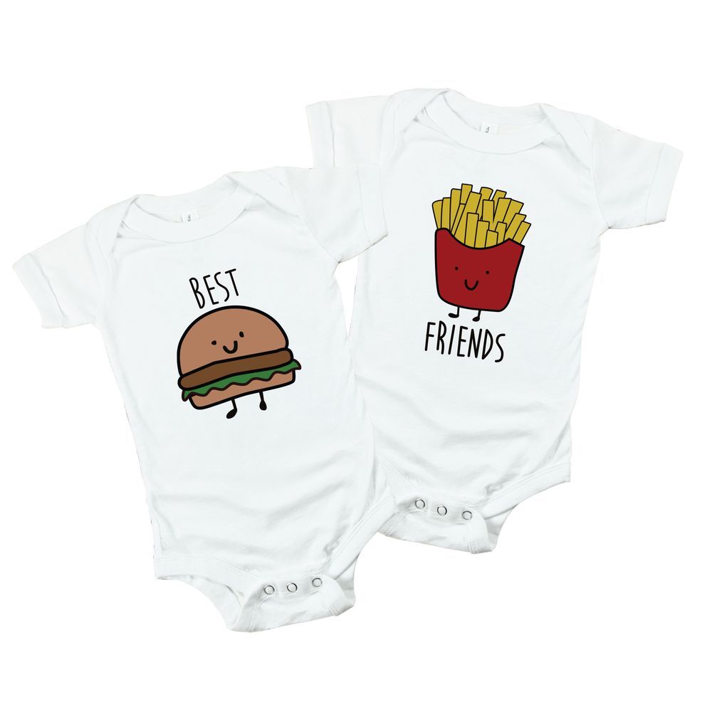 Matching Family Outfits - 2pc- Set - Best Friends Baby Romper - White