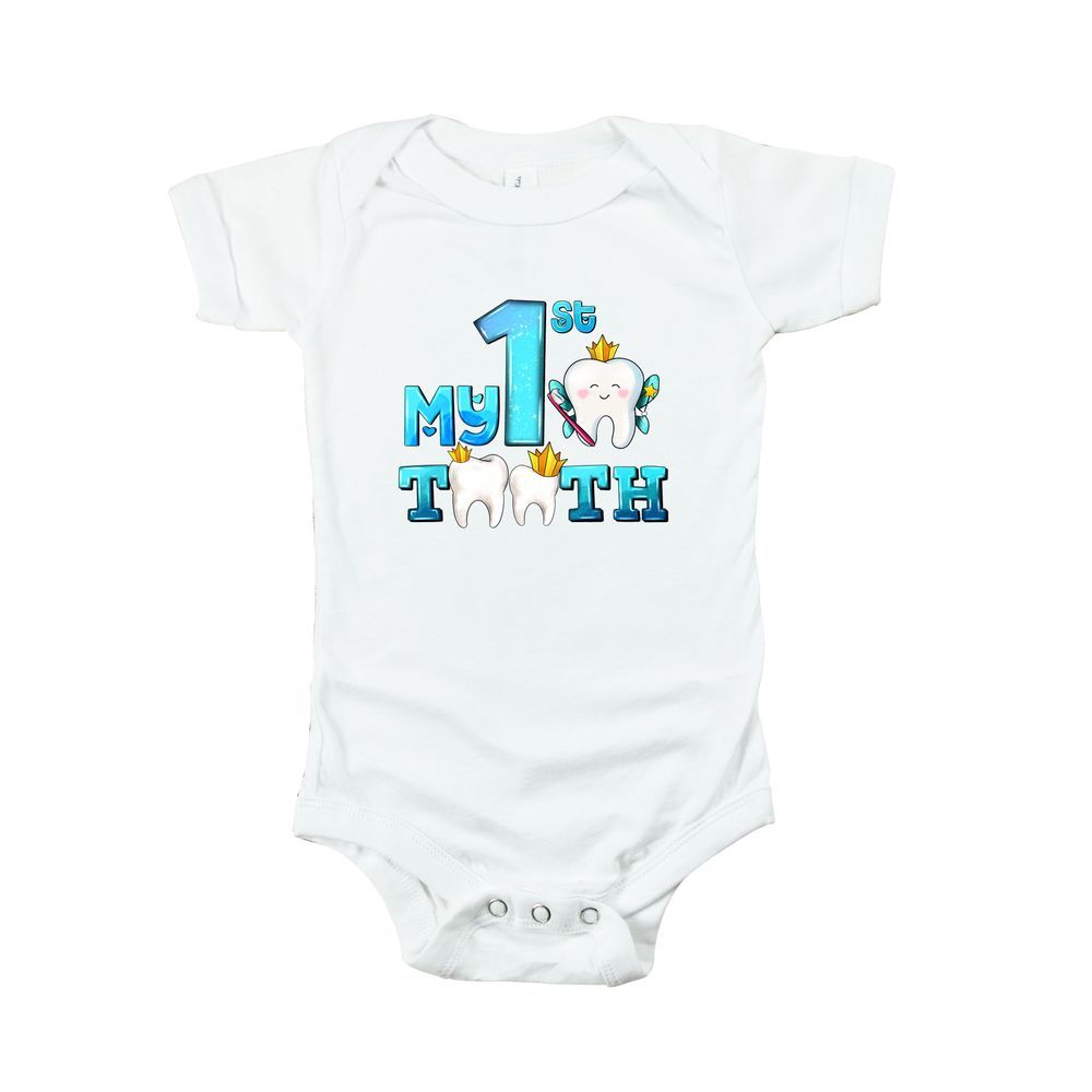 Matching Family Outfits - My First Tooth - Baby Romper - White