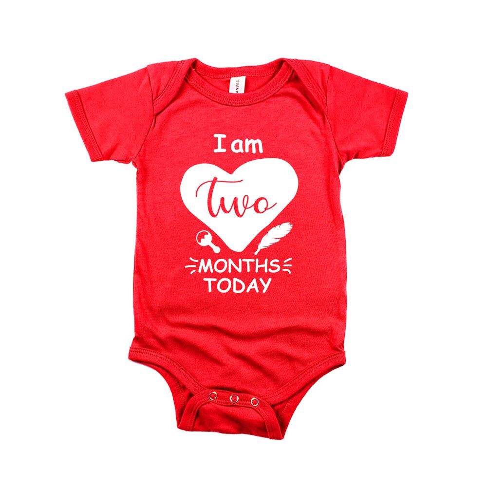 Matching Family Outfits - I Am Two Months Today - Baby Romper - Red