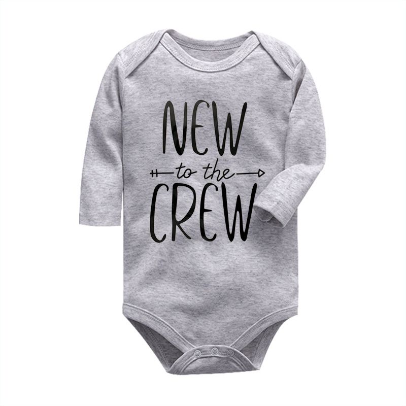 Matching Family Outfits - New To The Crew - Baby Romper - Grey