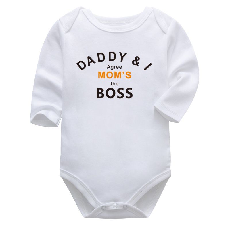 Matching Family Outfits - Daddy & I Agree Mom's The Boss - Baby Romper - White