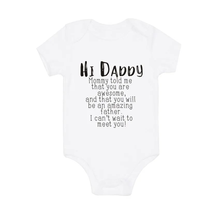 Matching Family Outfits - Hi Daddy You Are Awesome Printed Baby Romper - White