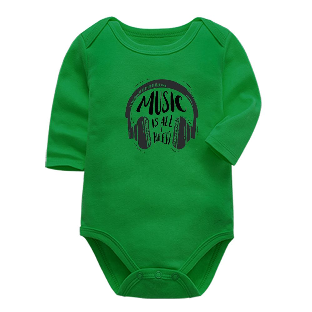 Matching Family Outfits - Music Is All I Need Printed Baby Romper - Green