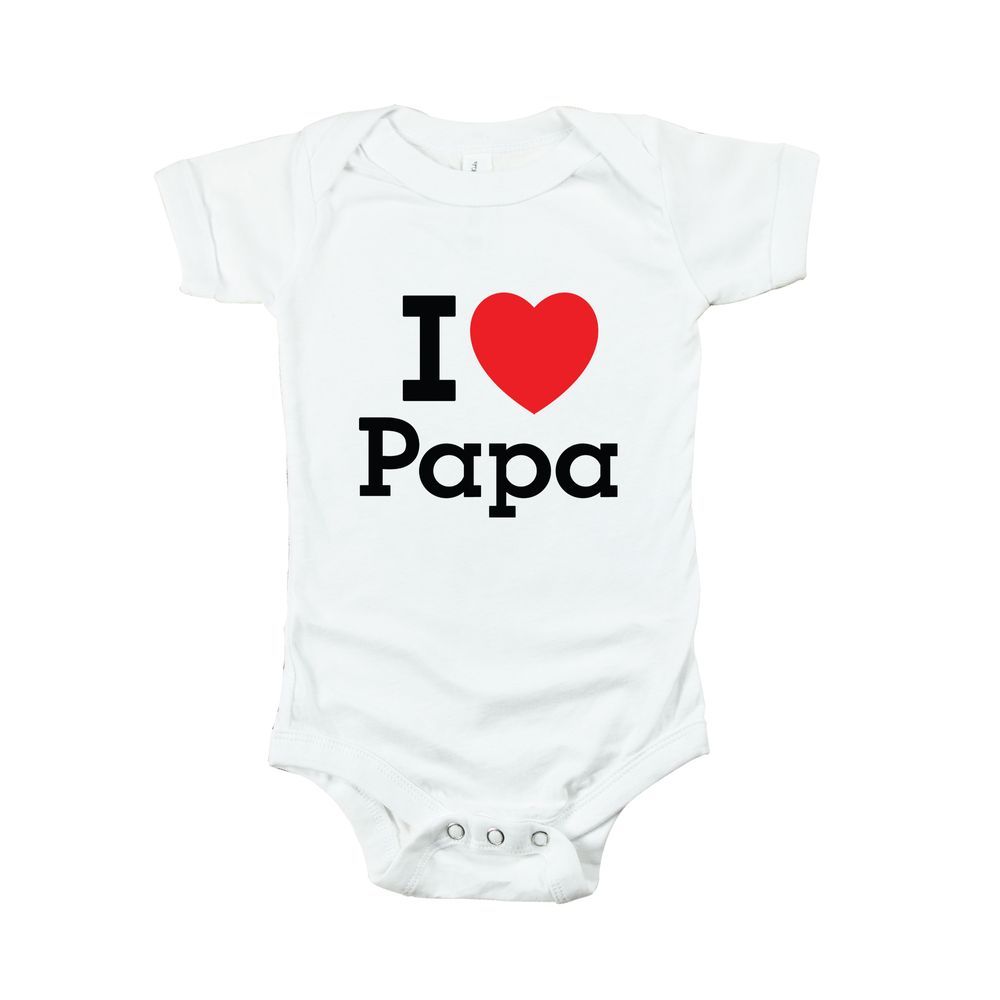 Matching Family Outfits - I Love Papa Baby Romper - White