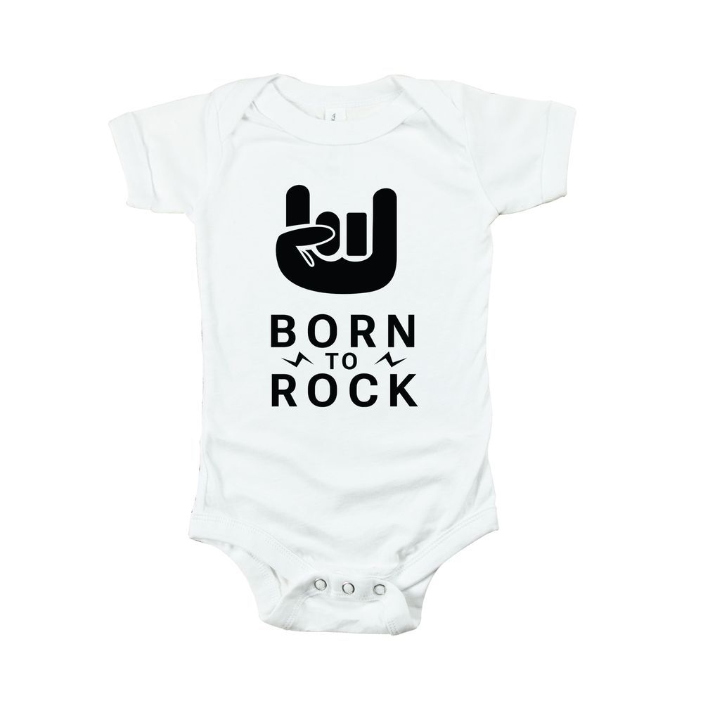 Matching Family Outfits - Born To Rock Baby Romper - White