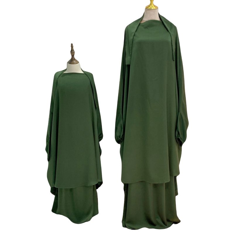 Matching Family Outfits - Abaya Mother And Daughter Set - Green